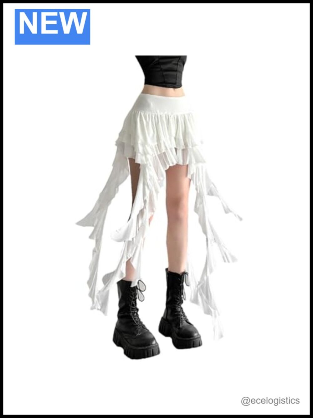 Women's Ruffle Low Waist Mini Skirt with Shirred Asymmetrical Layered Hem -